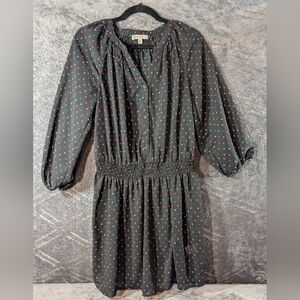 Love Fire Tunic Dress Women’s Medium Black Hearts Sheer  Boho Smocked Waist